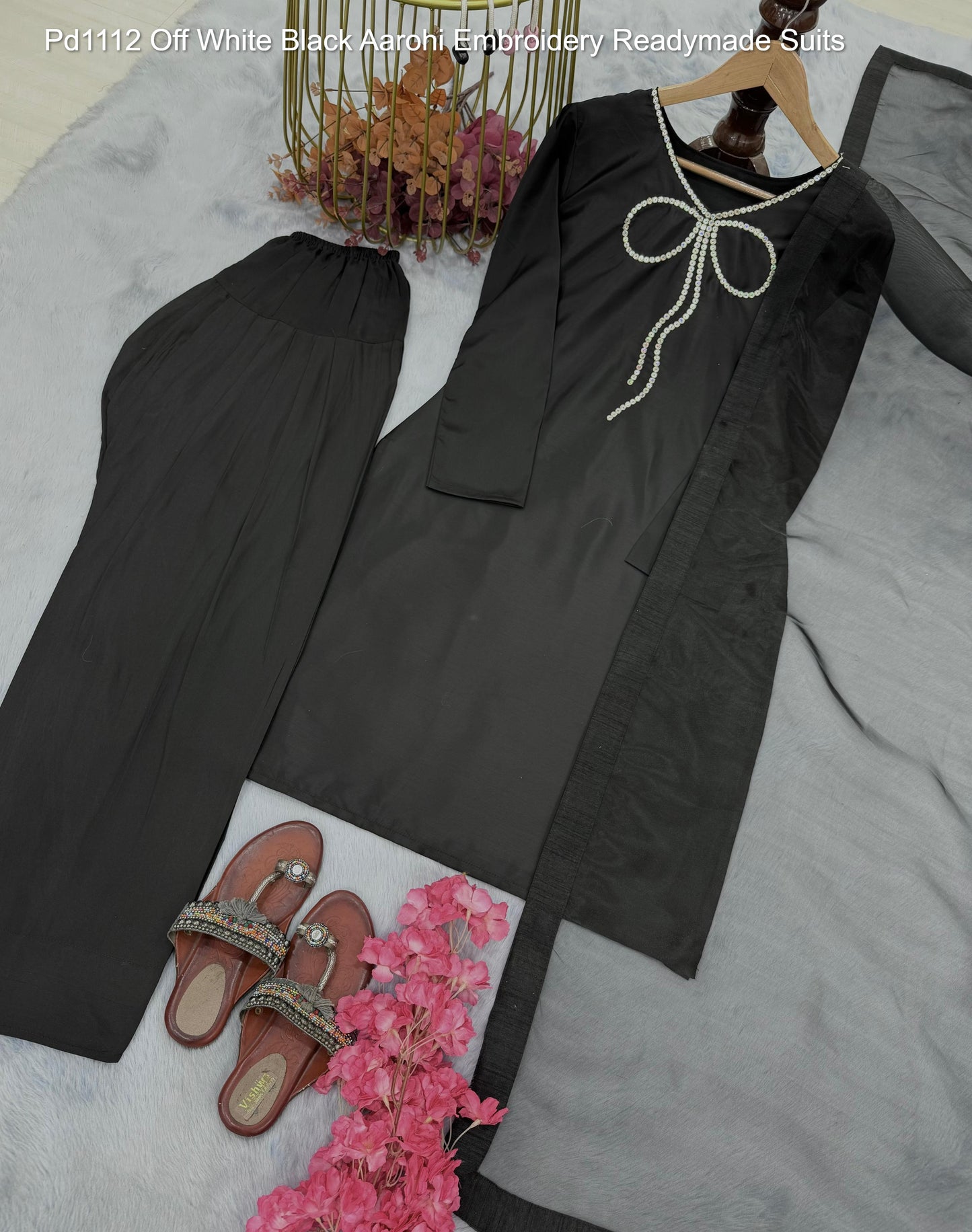 Pd1112 Off White Black Aarohi Embroidery Readymade Suits