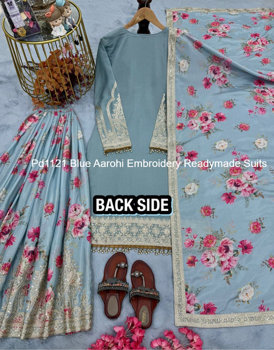 Pd1121 Blue Aarohi Embroidery Readymade Suits