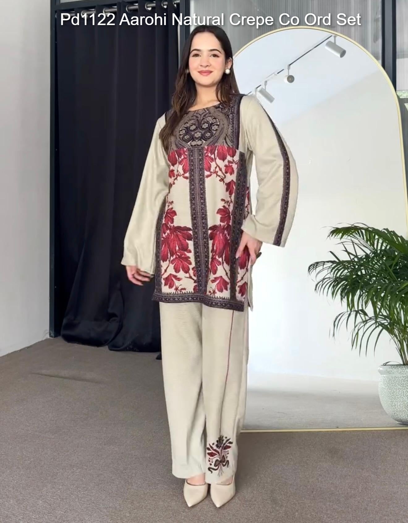Pd1122 Aarohi Natural Crepe Co Ord Set