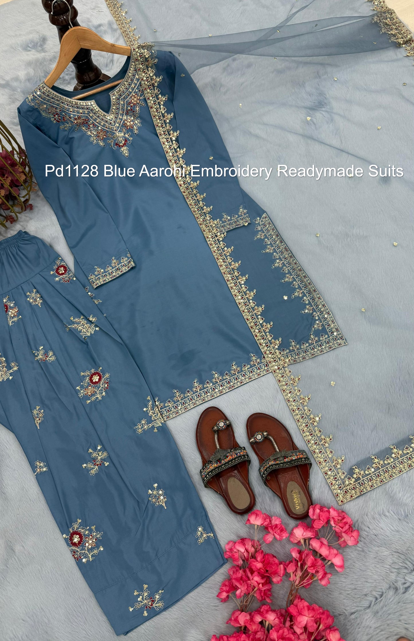Pd1128 Blue Aarohi Embroidery Readymade Suits