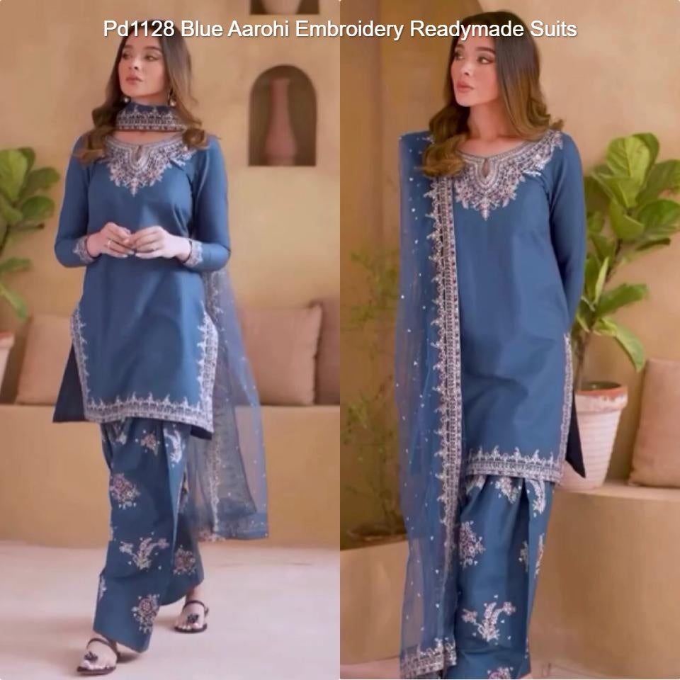 Pd1128 Blue Aarohi Embroidery Readymade Suits