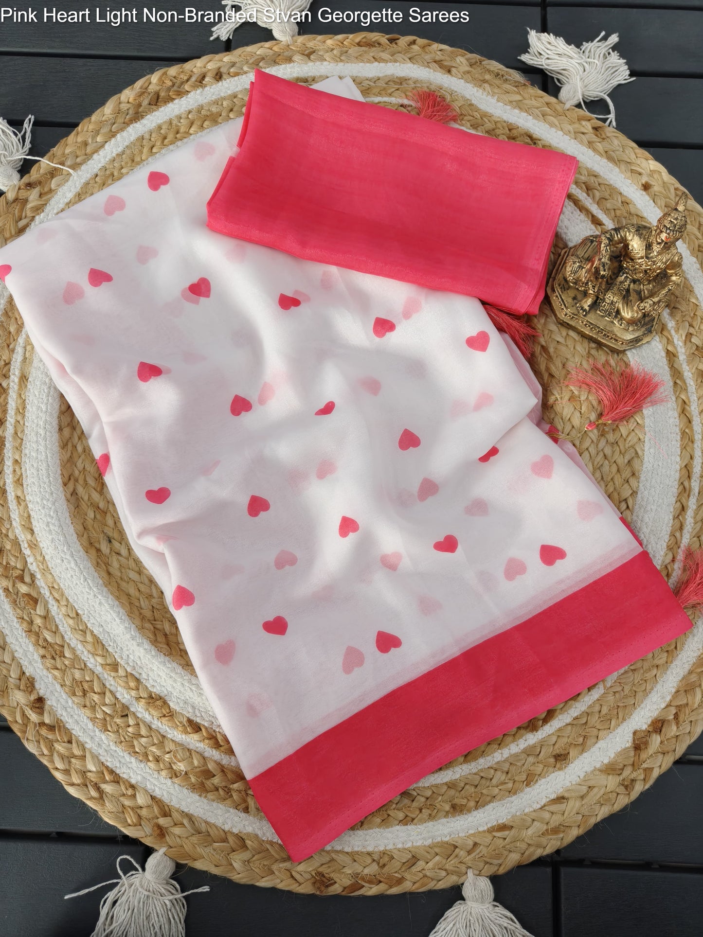 Pink Heart Light Non-Branded Stvan Georgette Sarees