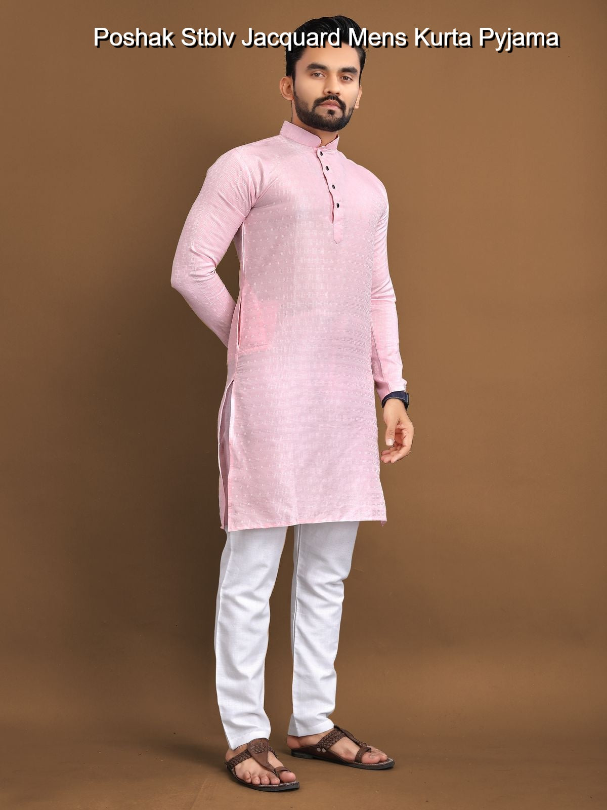 Poshak Stblv Jacquard Mens Kurta Pyjama