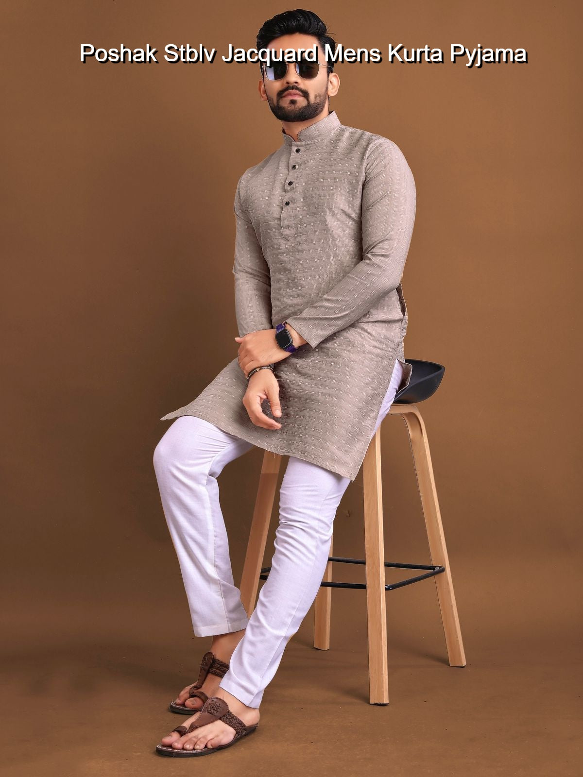 Poshak Stblv Jacquard Mens Kurta Pyjama
