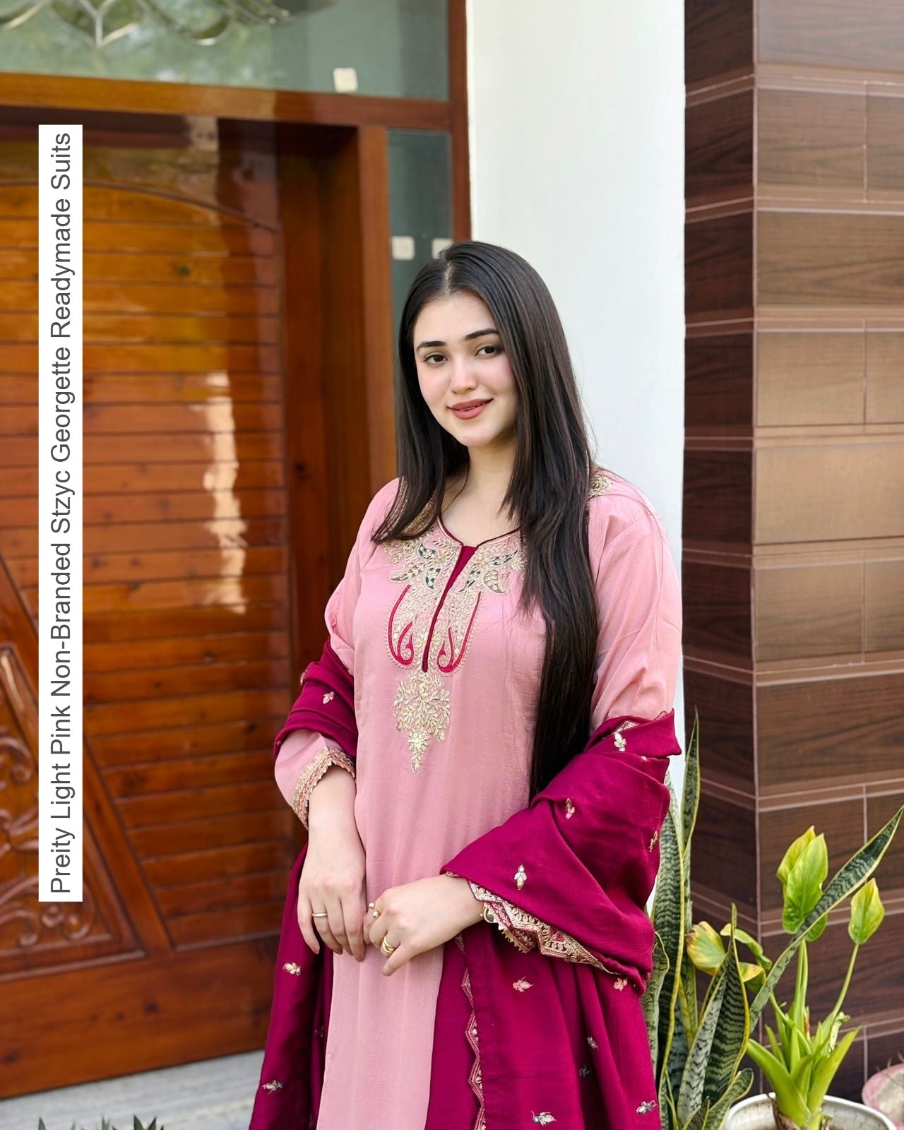 Preity Light Pink Non-Branded Stzyc Georgette Readymade Suits