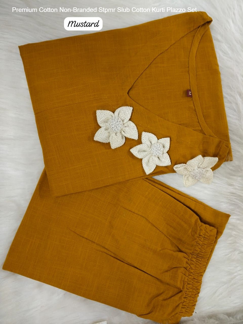 Premium Cotton Non-Branded Stpmr Slub Cotton Kurti Plazzo Set