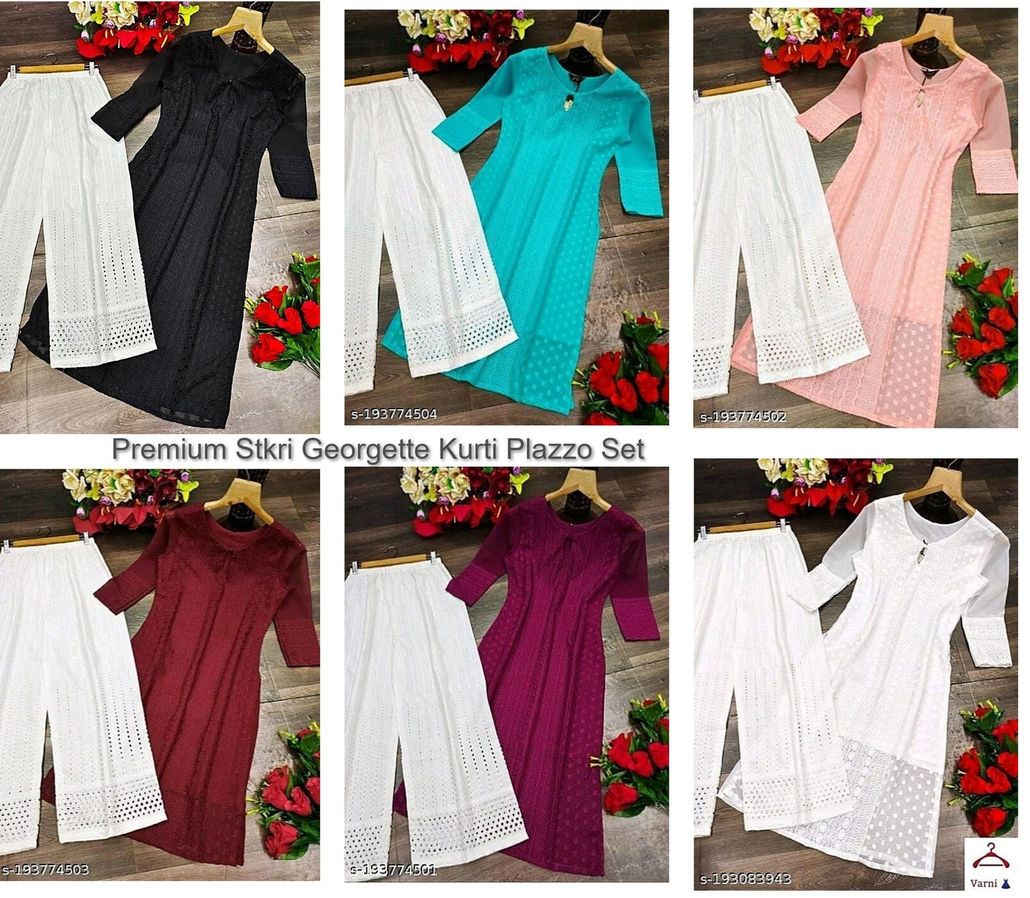 Premium Stkri Georgette Kurti Plazzo Set