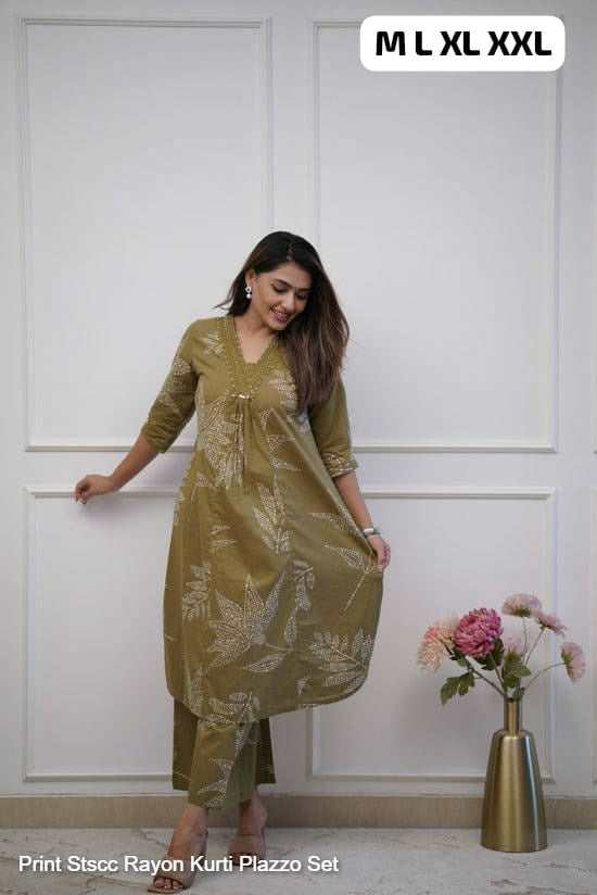 Print Stscc Rayon Kurti Plazzo Set