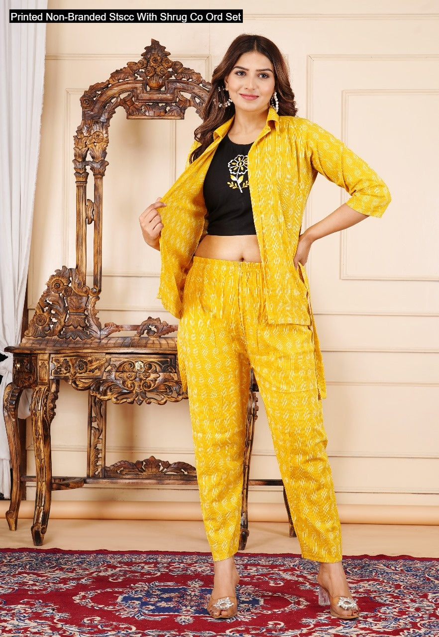 Printed Non-Branded Stscc With Shrug Co Ord Set