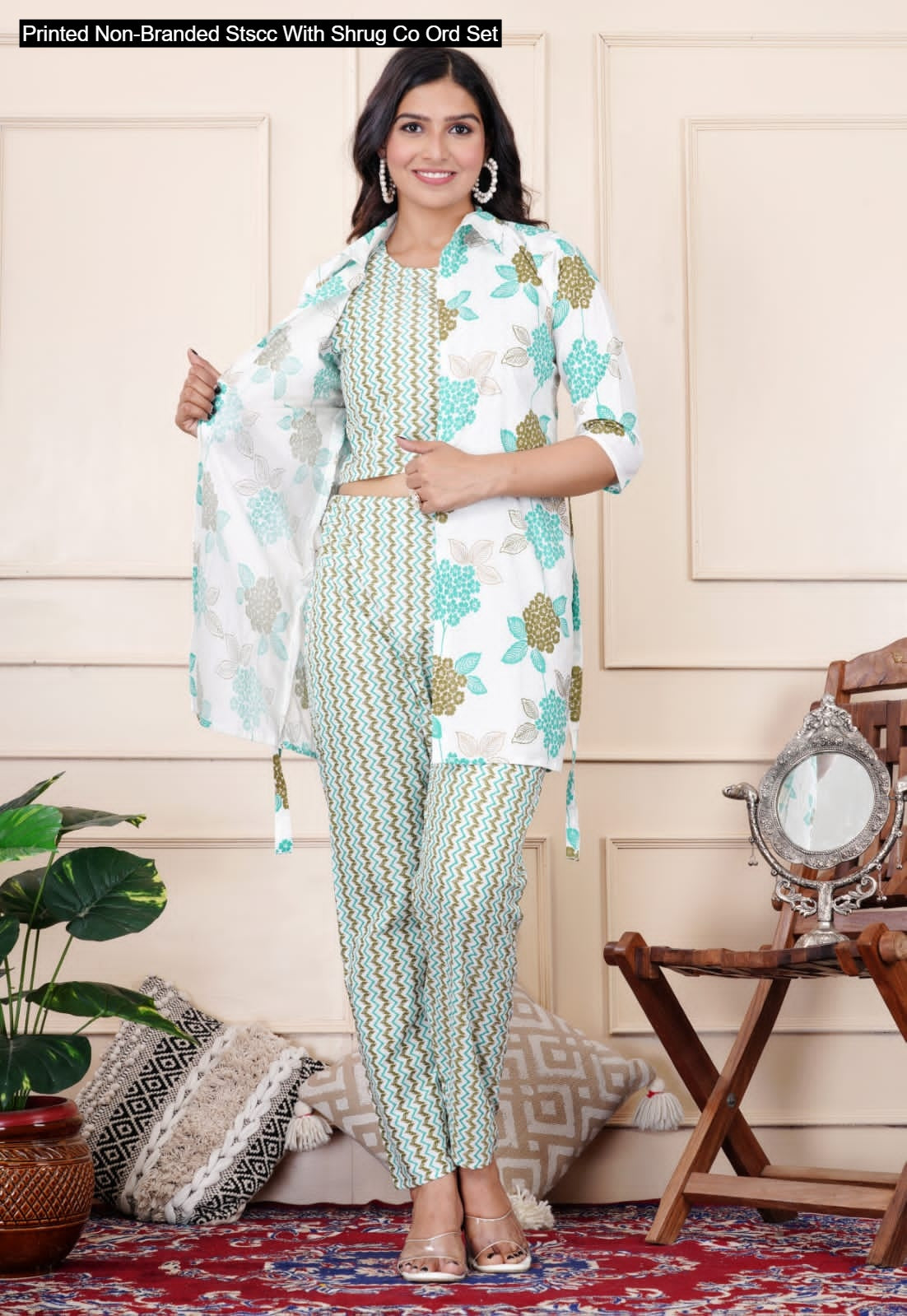 Printed Non-Branded Stscc With Shrug Co Ord Set