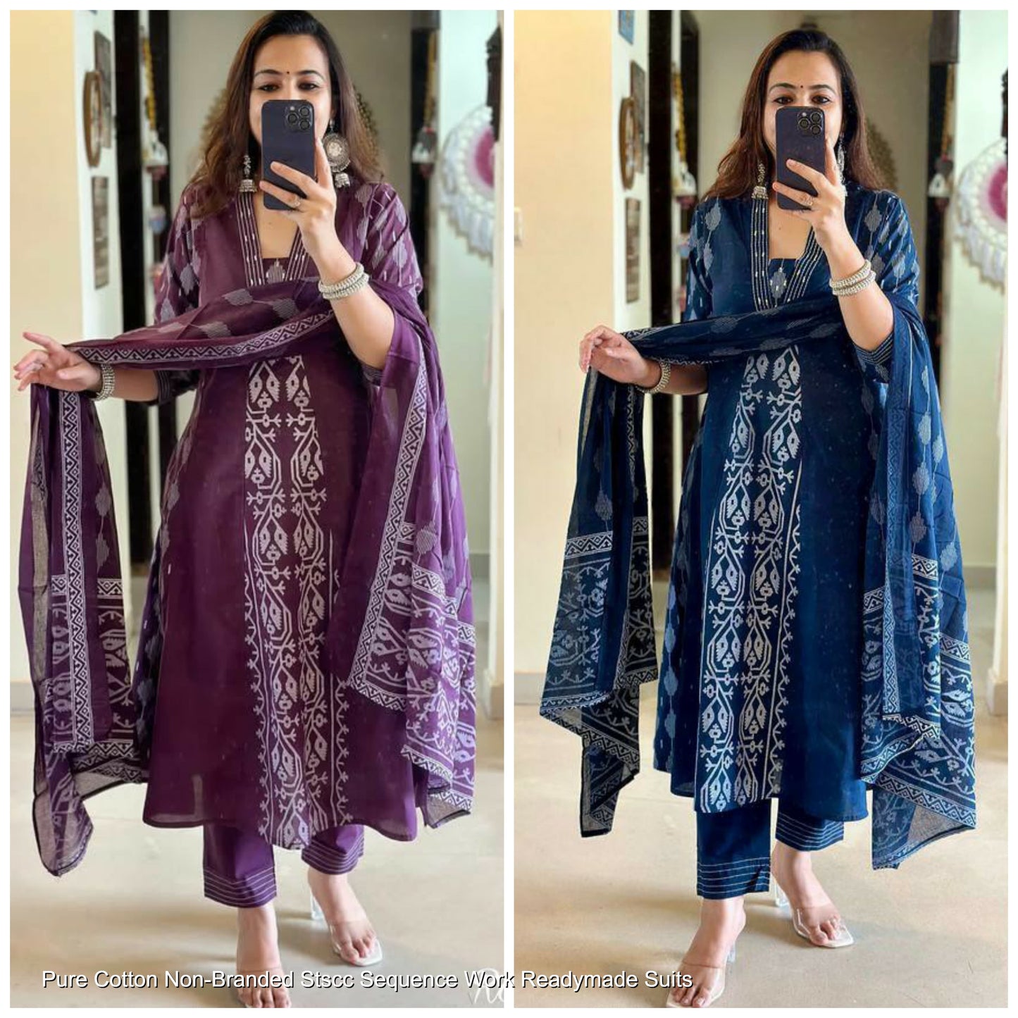 Pure Cotton Non-Branded Stscc Sequence Work Readymade Suits