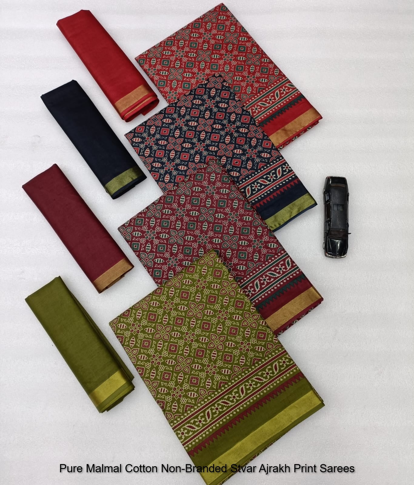 Pure Malmal Cotton Non-Branded Stvar Ajrakh Print Sarees