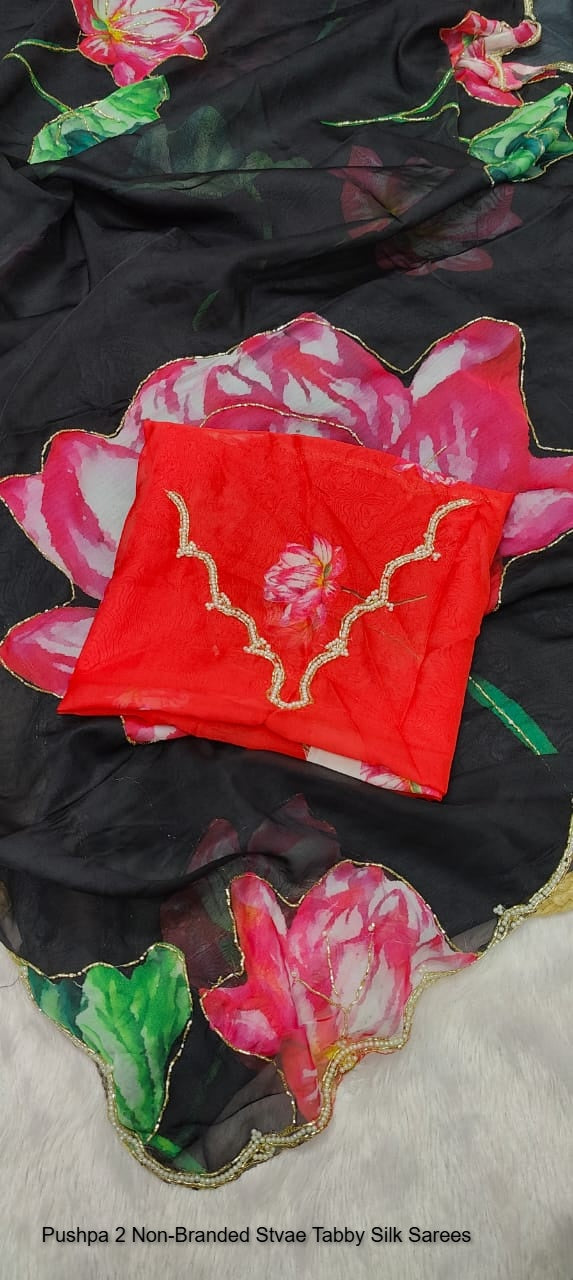 Pushpa 2 Non-Branded Stvae Tabby Silk Sarees