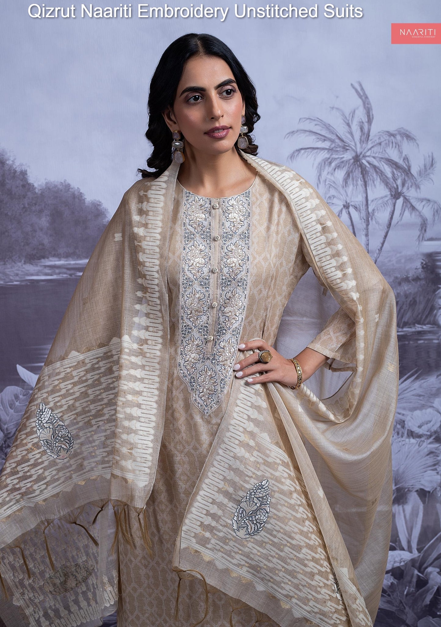 Qizrut Naariti Embroidery Unstitched Suits