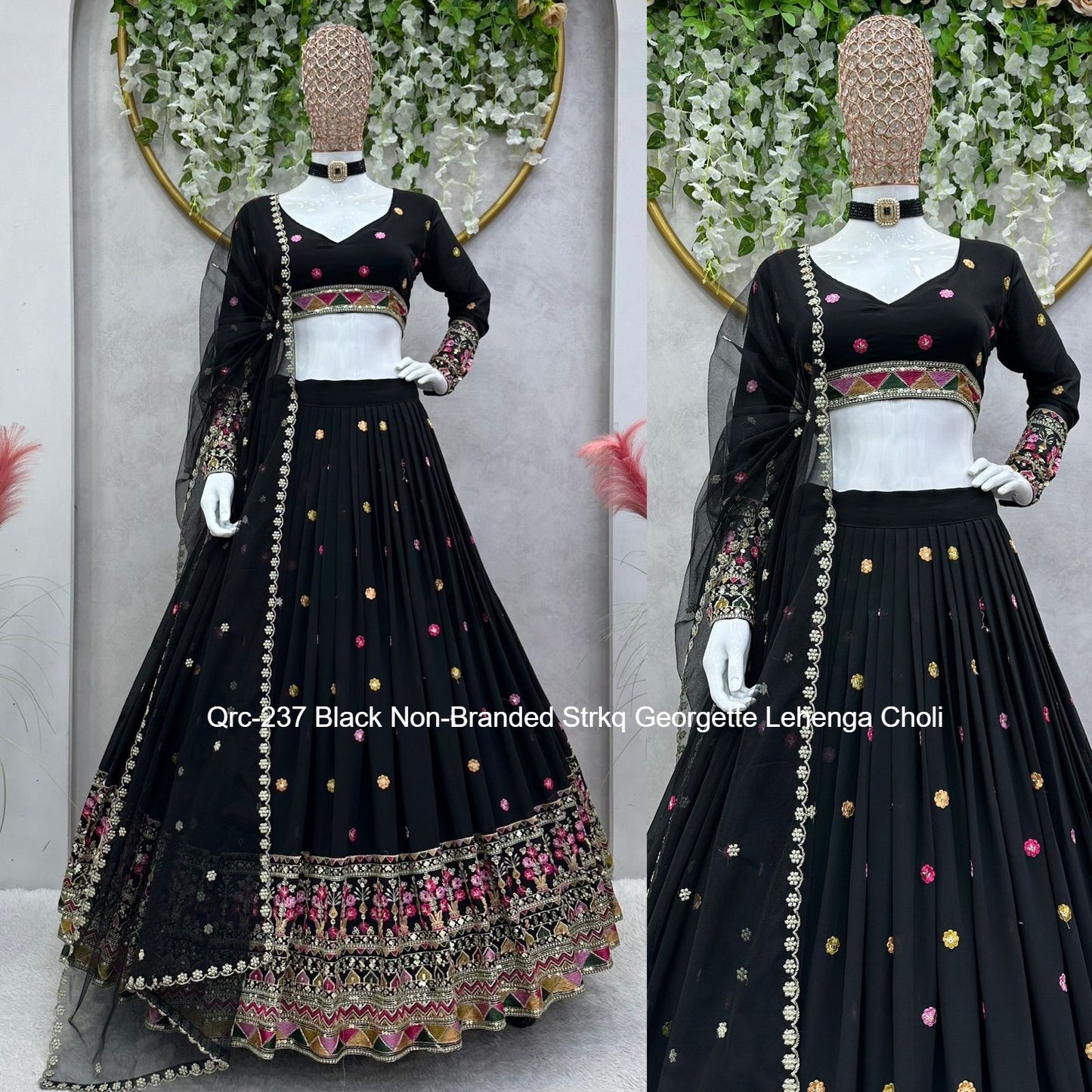 Qrc-237 Black Non-Branded Strkq Georgette Lehenga Choli