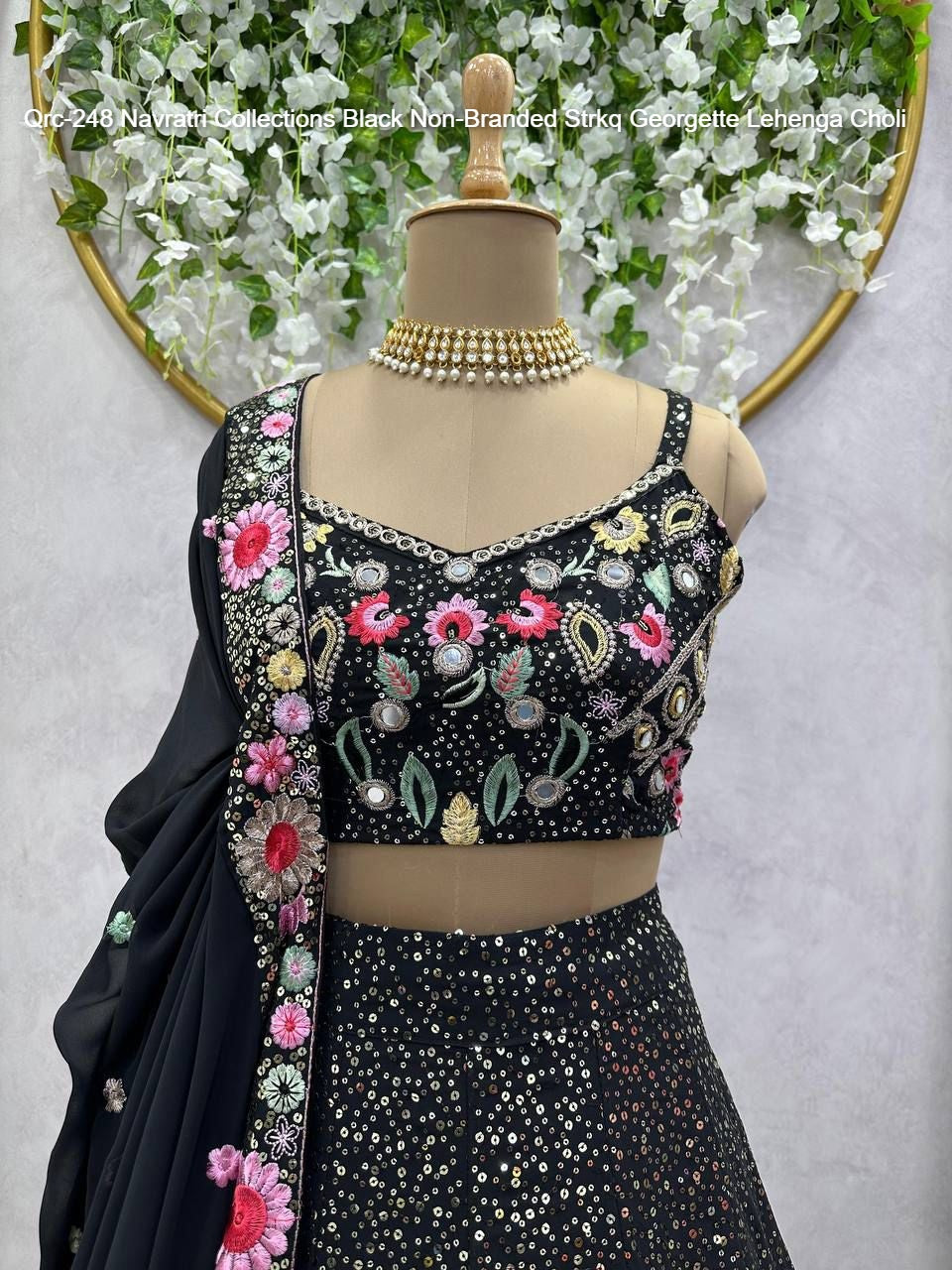 Qrc-248 Navratri Collections Black Non-Branded Strkq Georgette Lehenga Choli