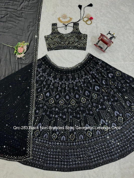 Qrc-283 Black Non-Branded Strkq Georgette Lehenga Choli