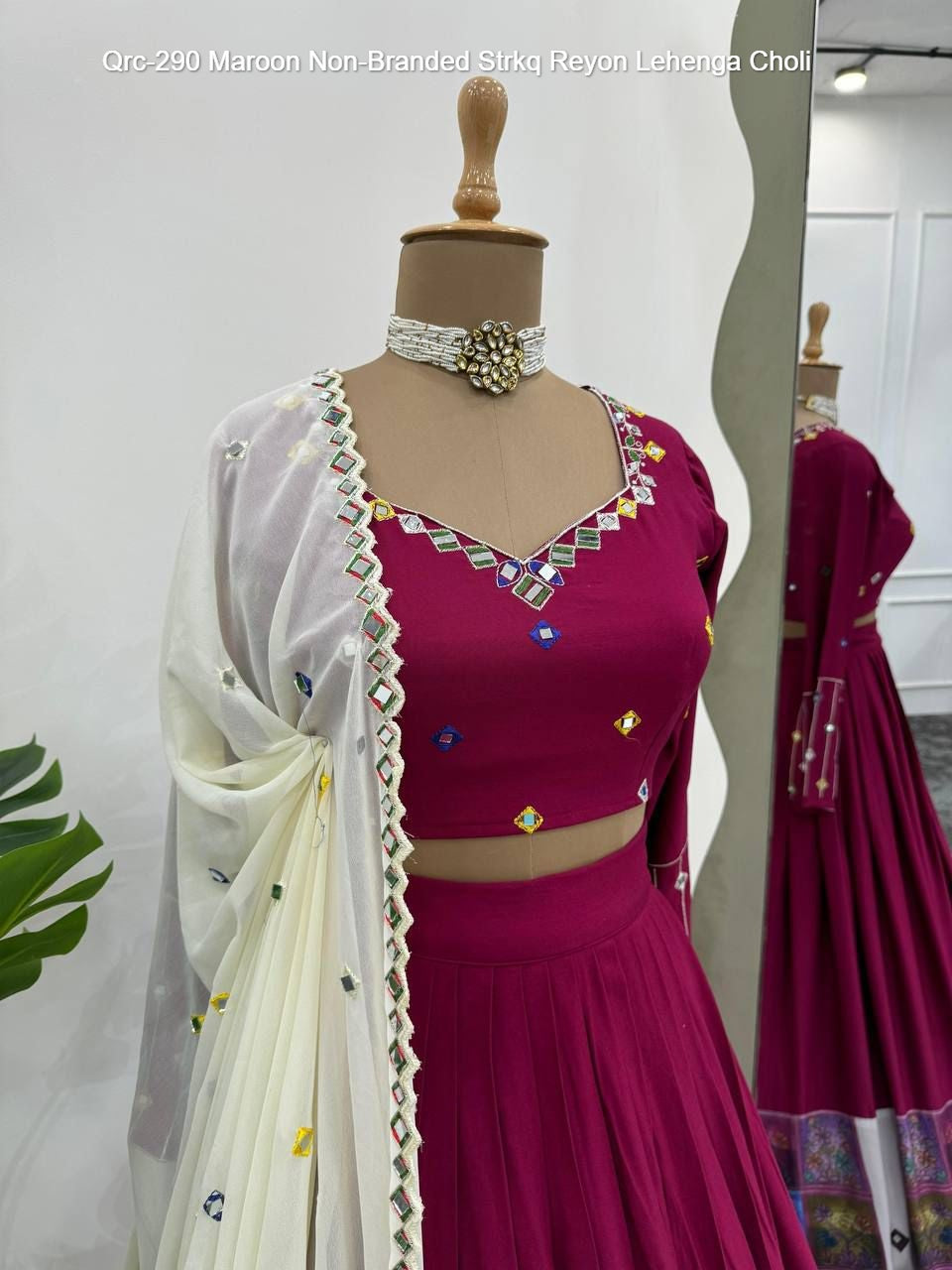 Qrc-290 Maroon Non-Branded Strkq Reyon Lehenga Choli