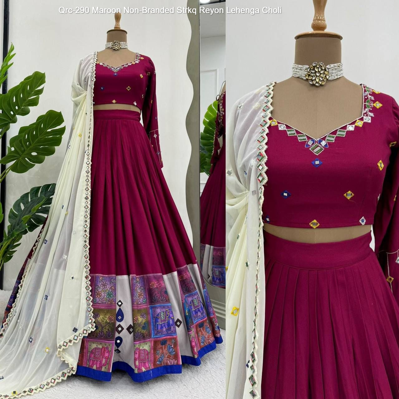 Qrc-290 Maroon Non-Branded Strkq Reyon Lehenga Choli