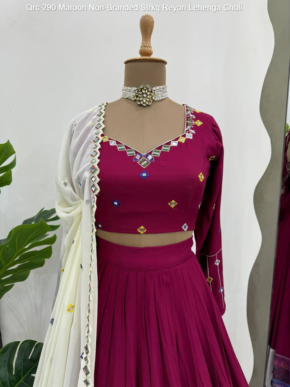 Qrc-290 Maroon Non-Branded Strkq Reyon Lehenga Choli