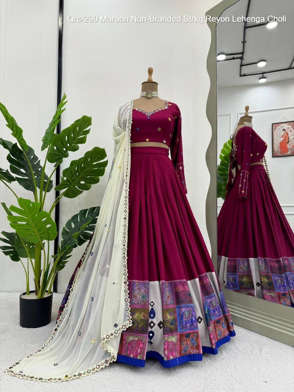 Qrc-290 Maroon Non-Branded Strkq Reyon Lehenga Choli