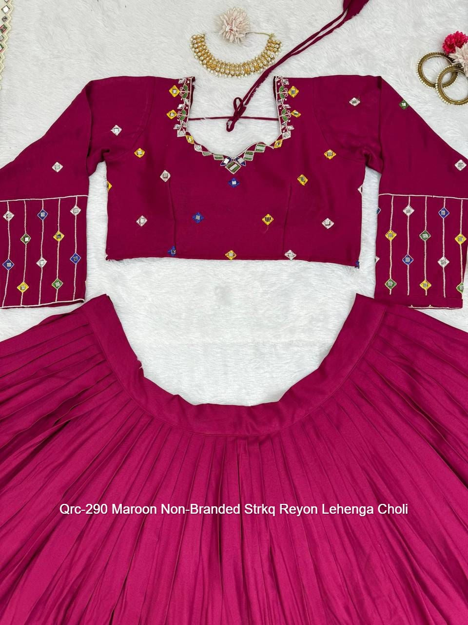 Qrc-290 Maroon Non-Branded Strkq Reyon Lehenga Choli