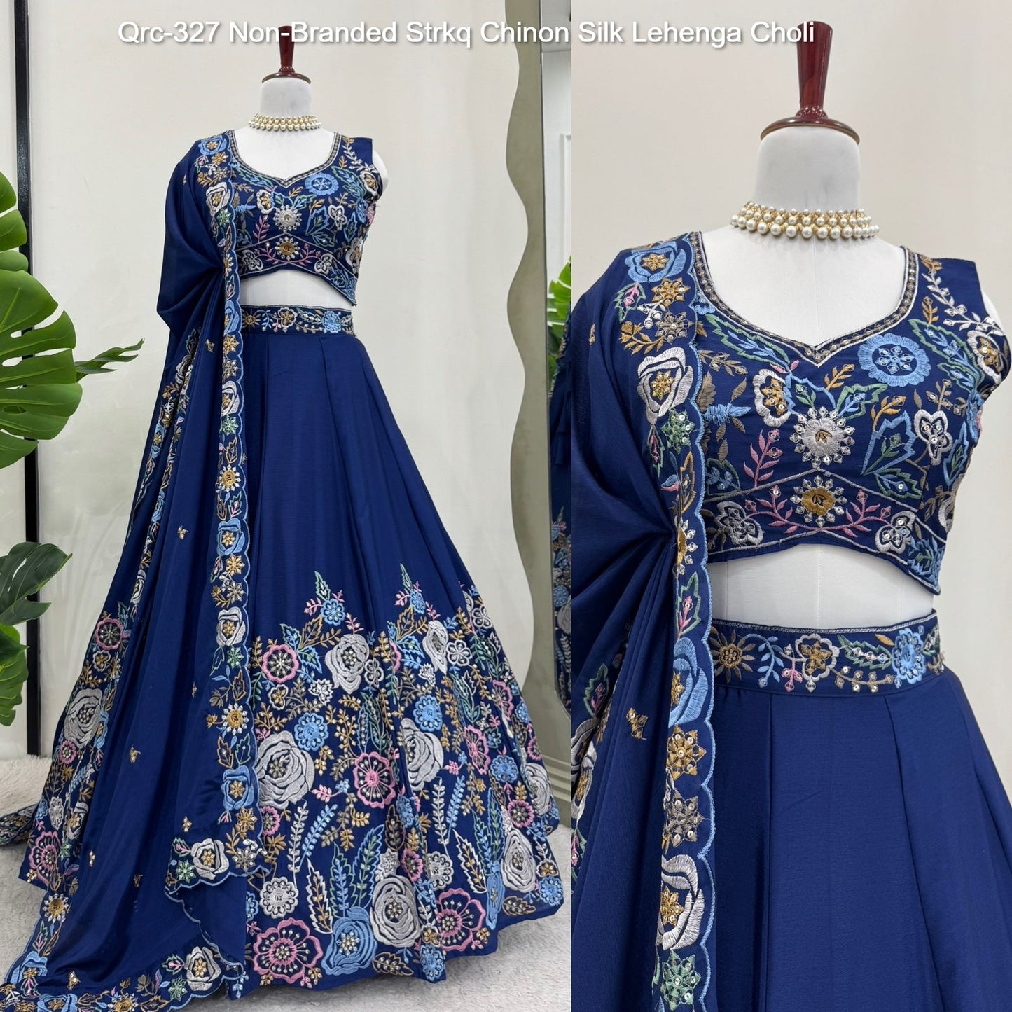 Qrc-327 Non-Branded Strkq Chinon Silk Lehenga Choli