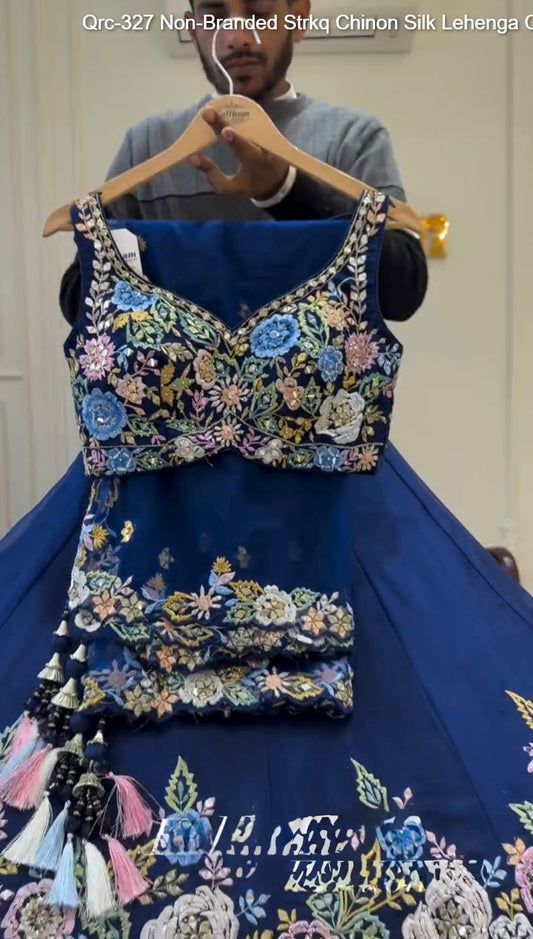 Qrc-327 Non-Branded Strkq Chinon Silk Lehenga Choli
