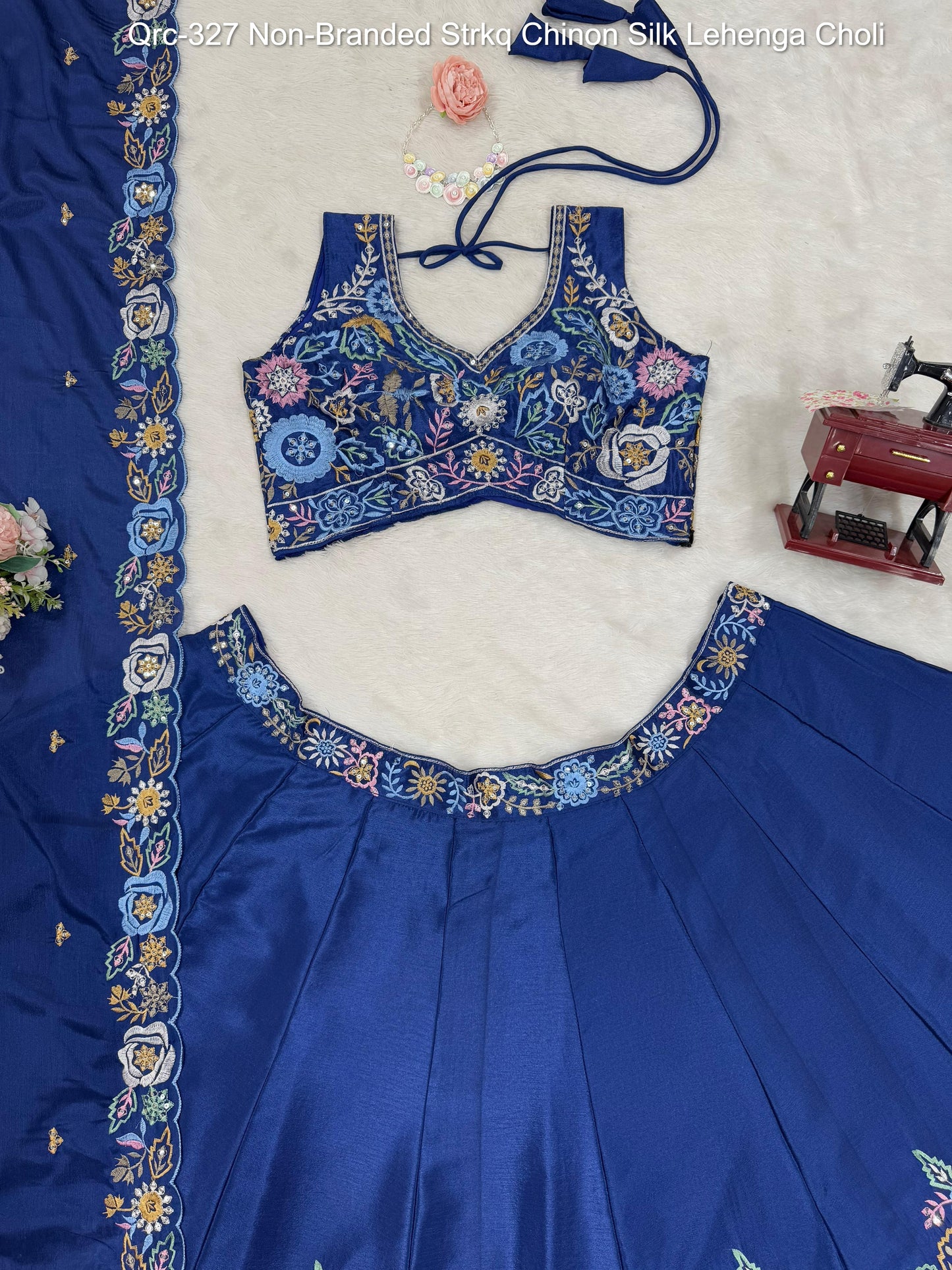 Qrc-327 Non-Branded Strkq Chinon Silk Lehenga Choli