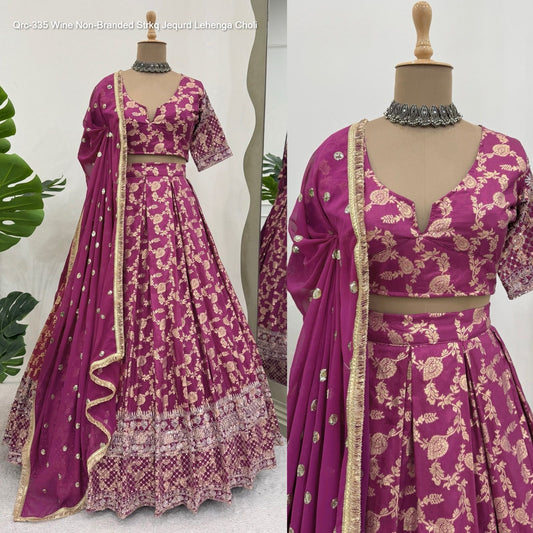 Qrc-335 Wine Non-Branded Strkq Jequrd Lehenga Choli