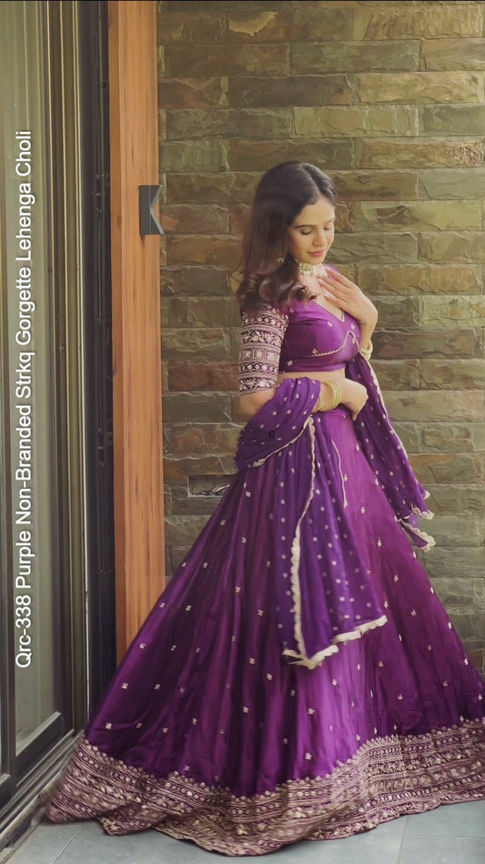 Qrc-338 Purple Non-Branded Strkq Gorgette Lehenga Choli