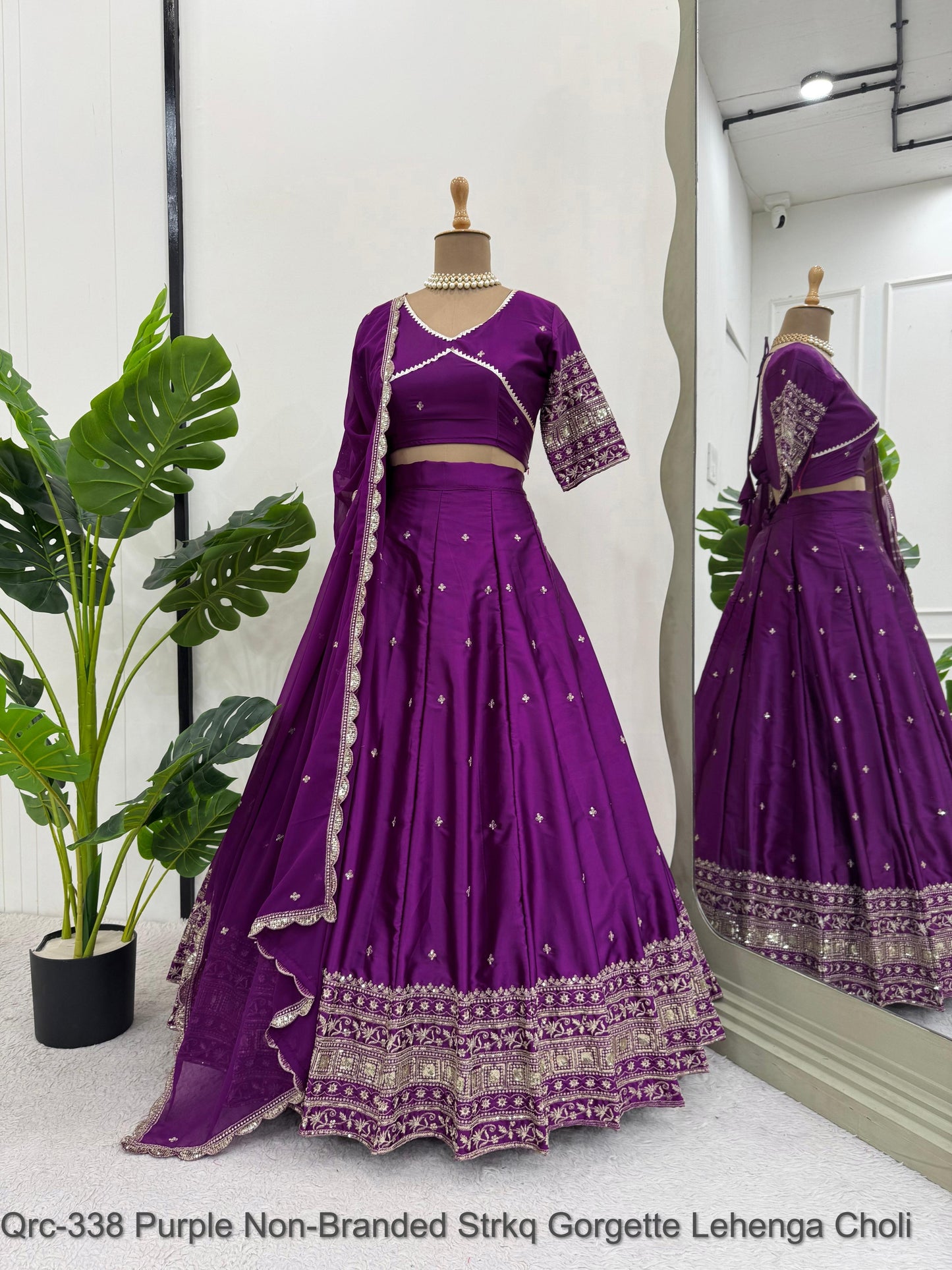 Qrc-338 Purple Non-Branded Strkq Gorgette Lehenga Choli