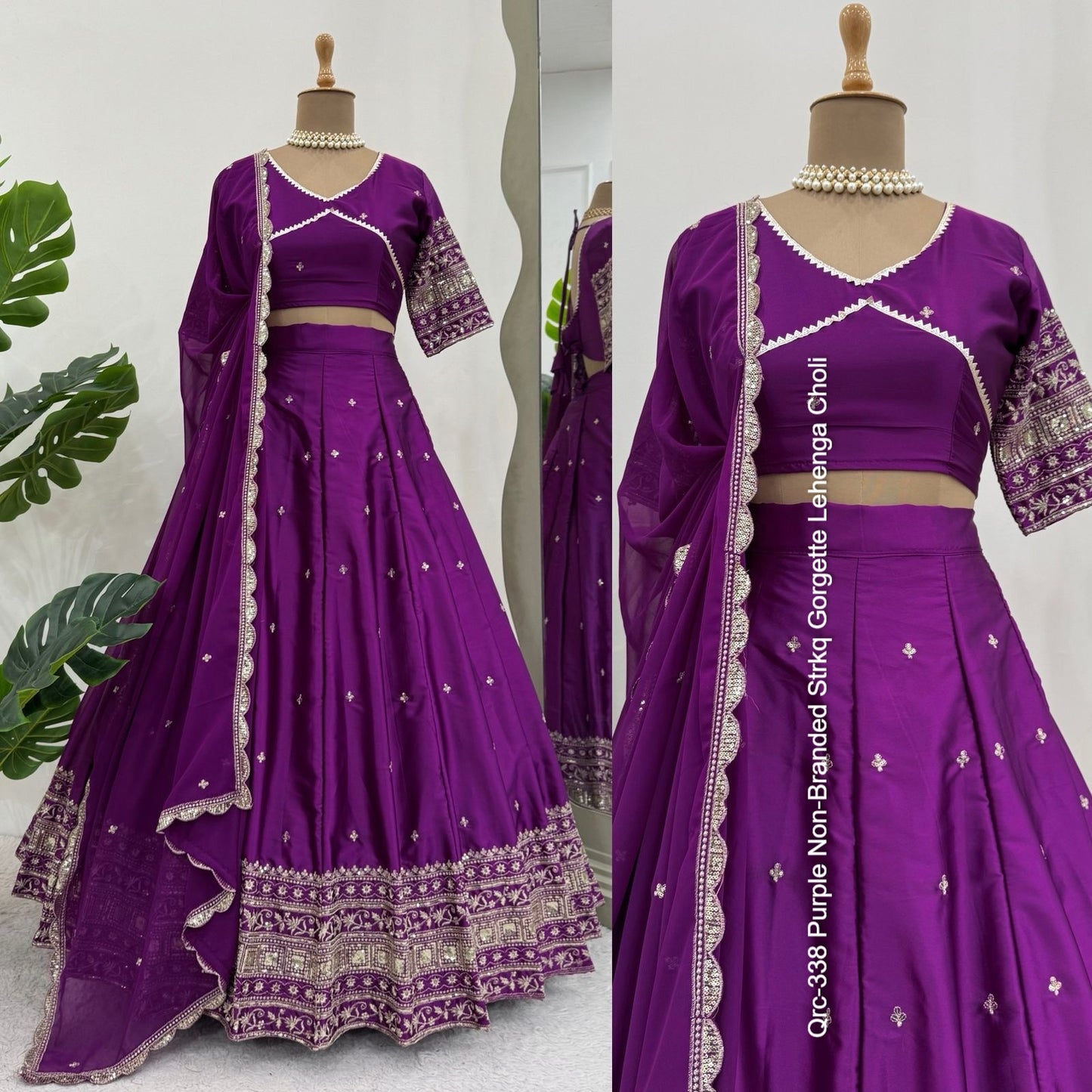 Qrc-338 Purple Non-Branded Strkq Gorgette Lehenga Choli
