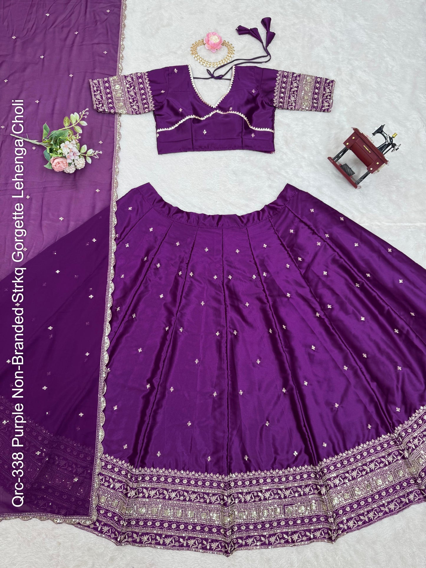 Qrc-338 Purple Non-Branded Strkq Gorgette Lehenga Choli