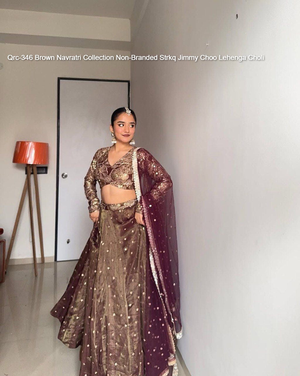 Qrc-346 Brown Navratri Collection Non-Branded Strkq Jimmy Choo Lehenga Choli