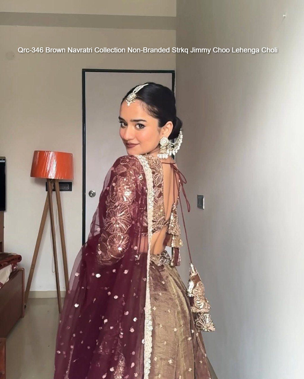 Qrc-346 Brown Navratri Collection Non-Branded Strkq Jimmy Choo Lehenga Choli