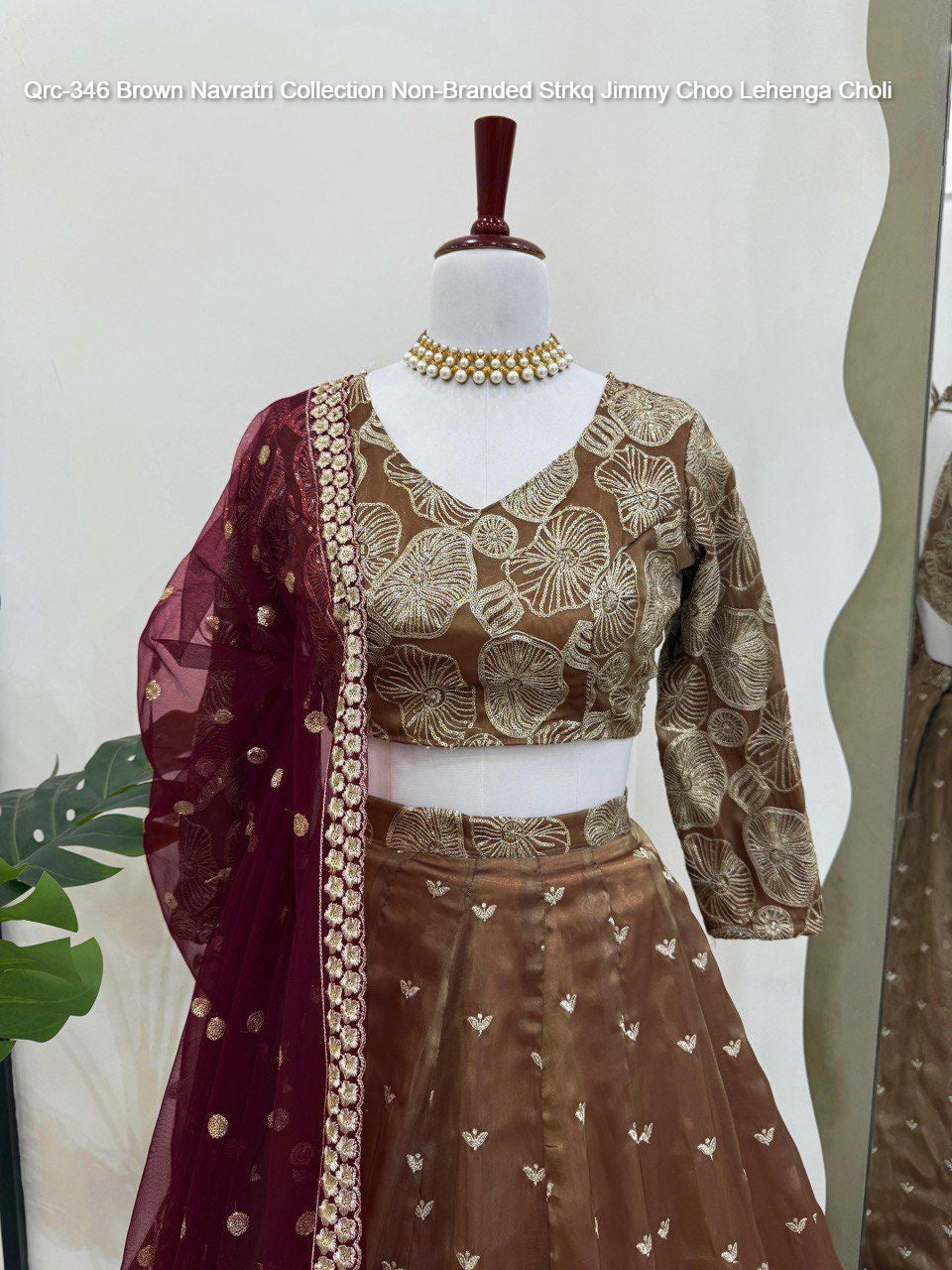 Qrc-346 Brown Navratri Collection Non-Branded Strkq Jimmy Choo Lehenga Choli