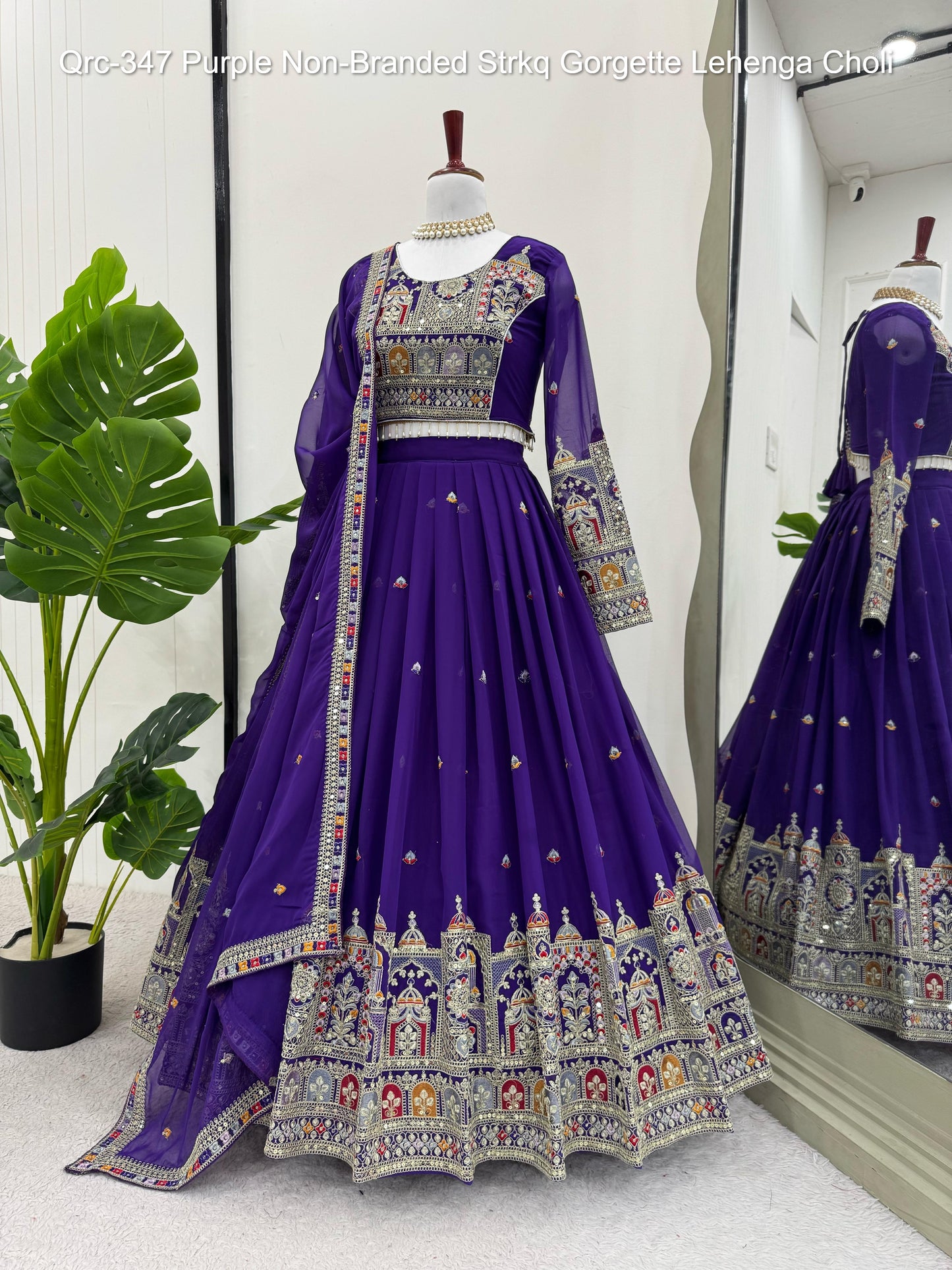 Qrc-347 Purple Non-Branded Strkq Gorgette Lehenga Choli