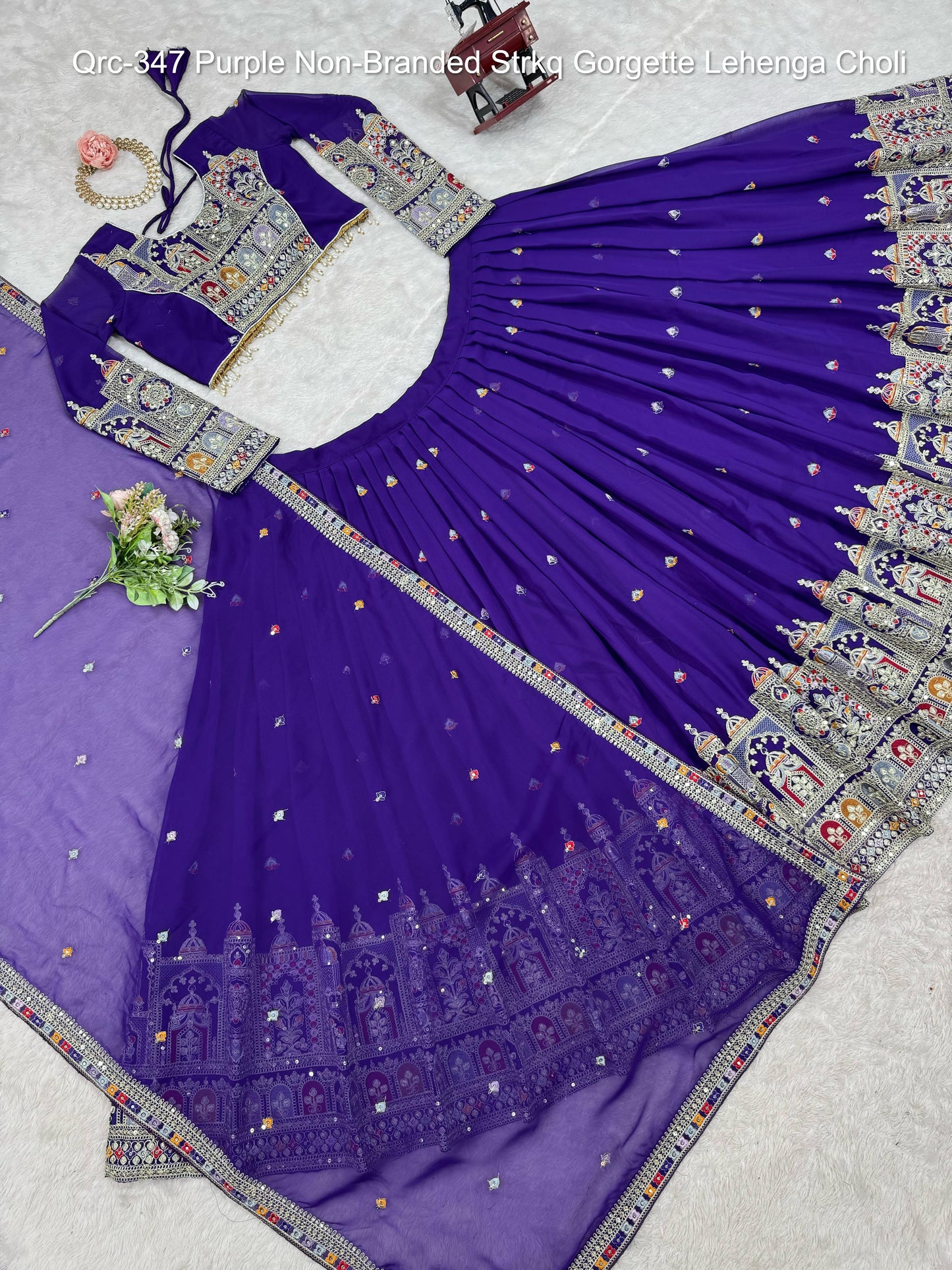 Qrc-347 Purple Non-Branded Strkq Gorgette Lehenga Choli