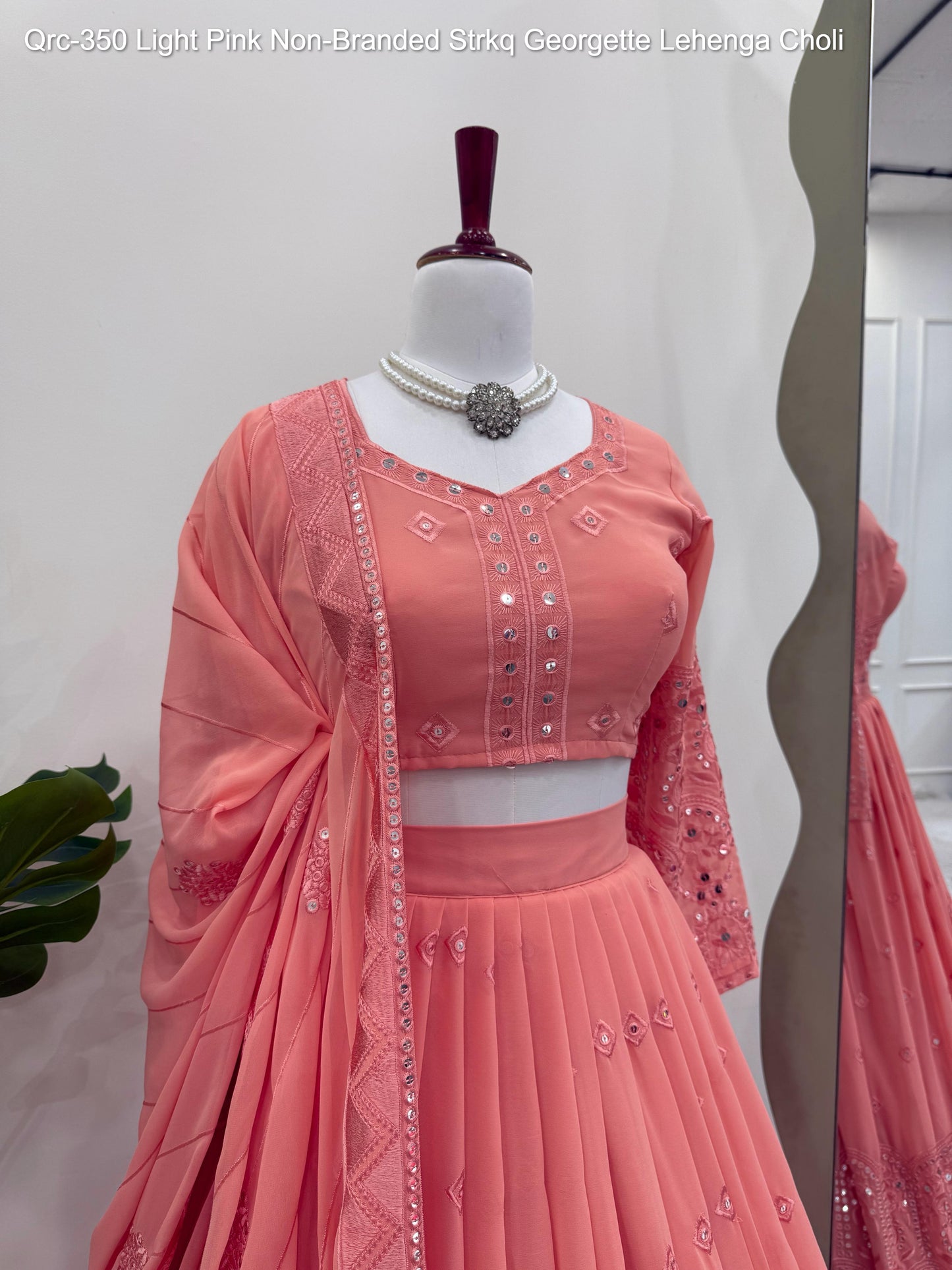 Qrc-350 Light Pink Non-Branded Strkq Georgette Lehenga Choli
