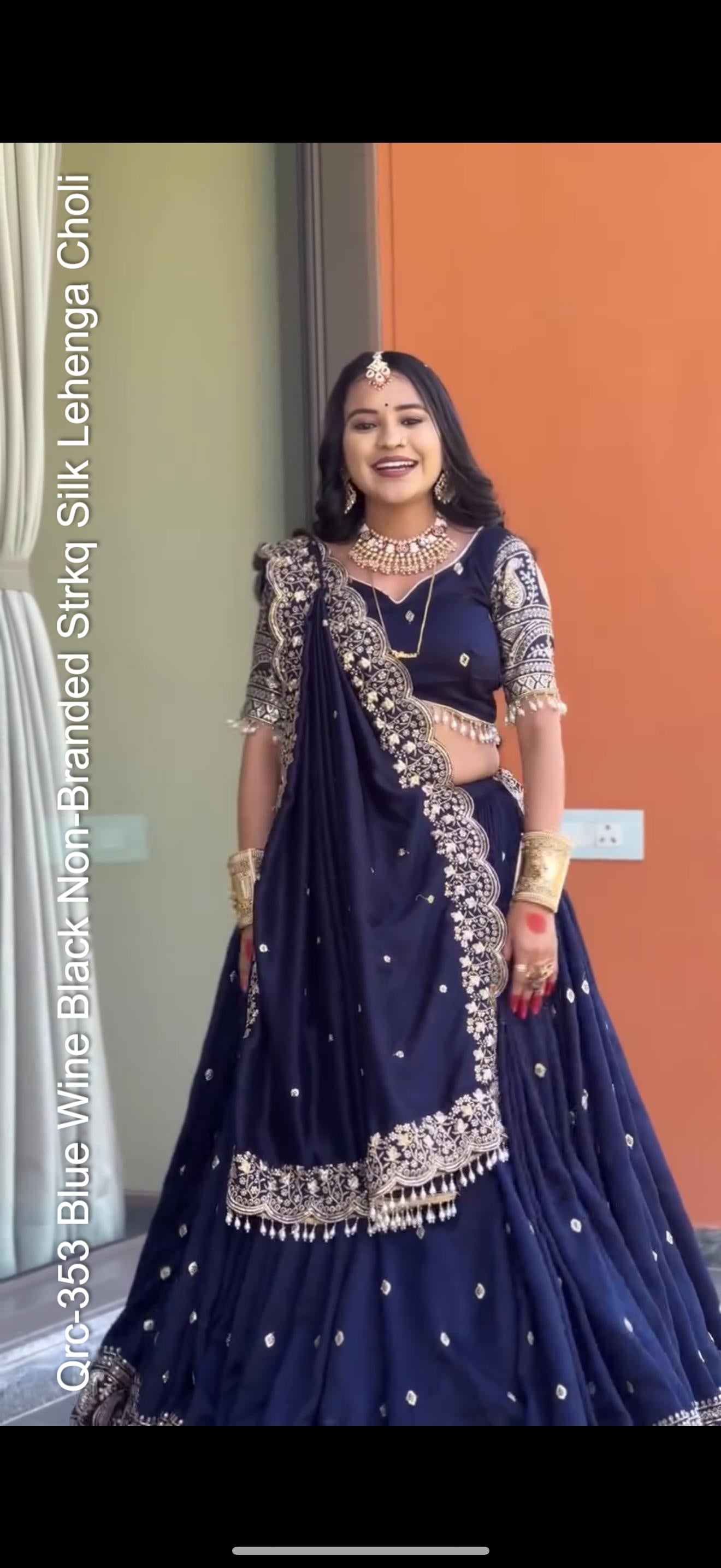 Qrc-353 Blue Wine Black Non-Branded Strkq Silk Lehenga Choli