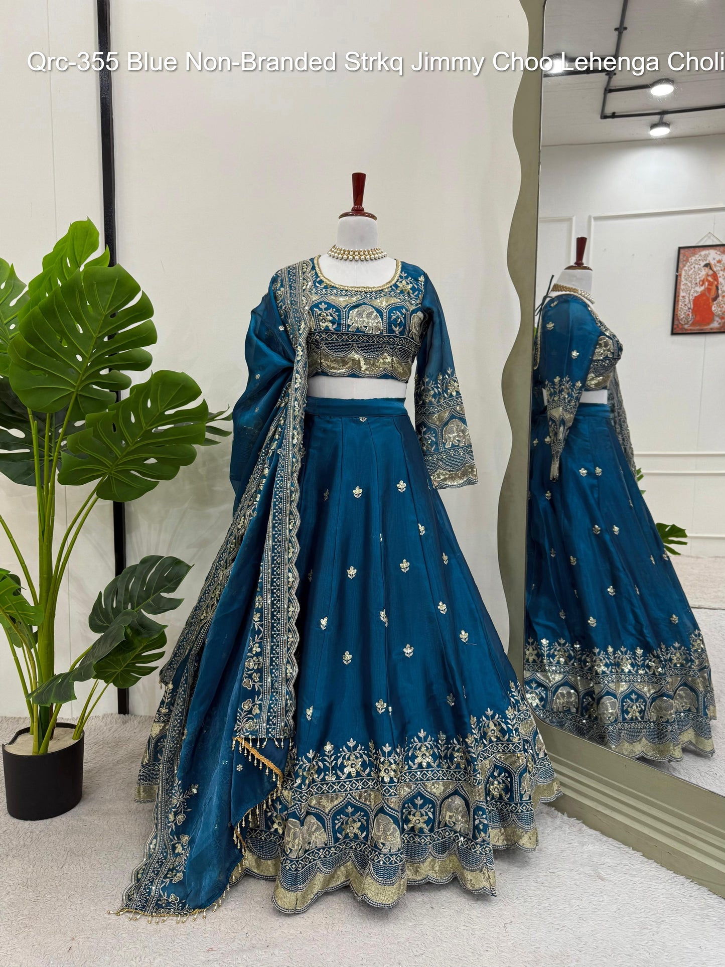 Qrc-355 Blue Non-Branded Strkq Jimmy Choo Lehenga Choli
