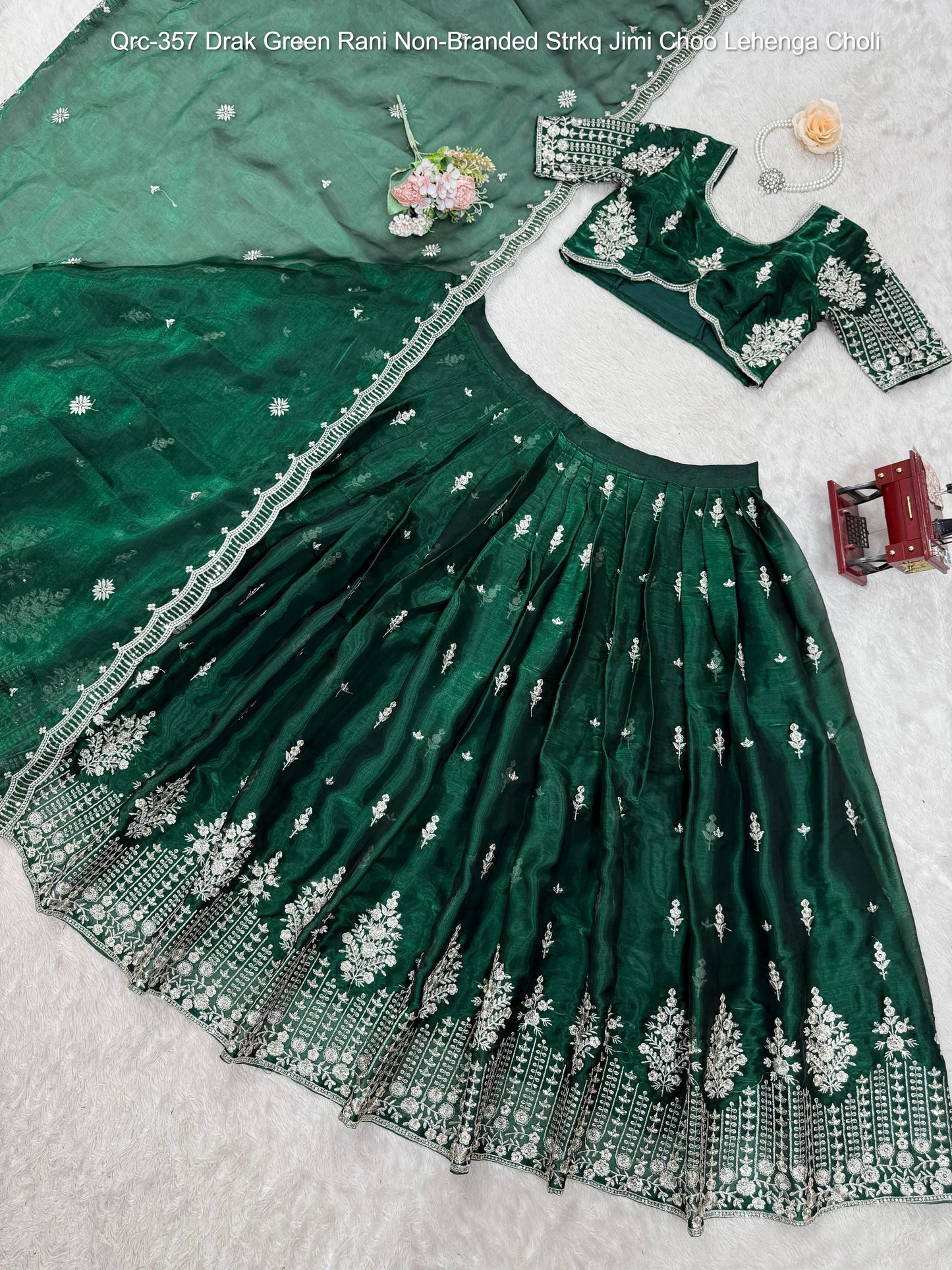 Qrc-357 Drak Green Rani Non-Branded Strkq Jimi Choo Lehenga Choli