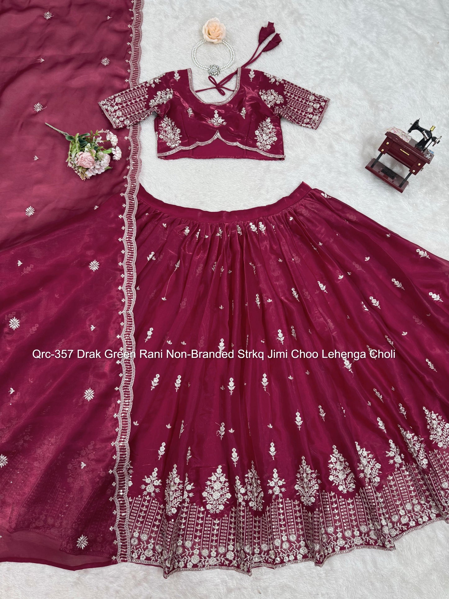 Qrc-357 Drak Green Rani Non-Branded Strkq Jimi Choo Lehenga Choli