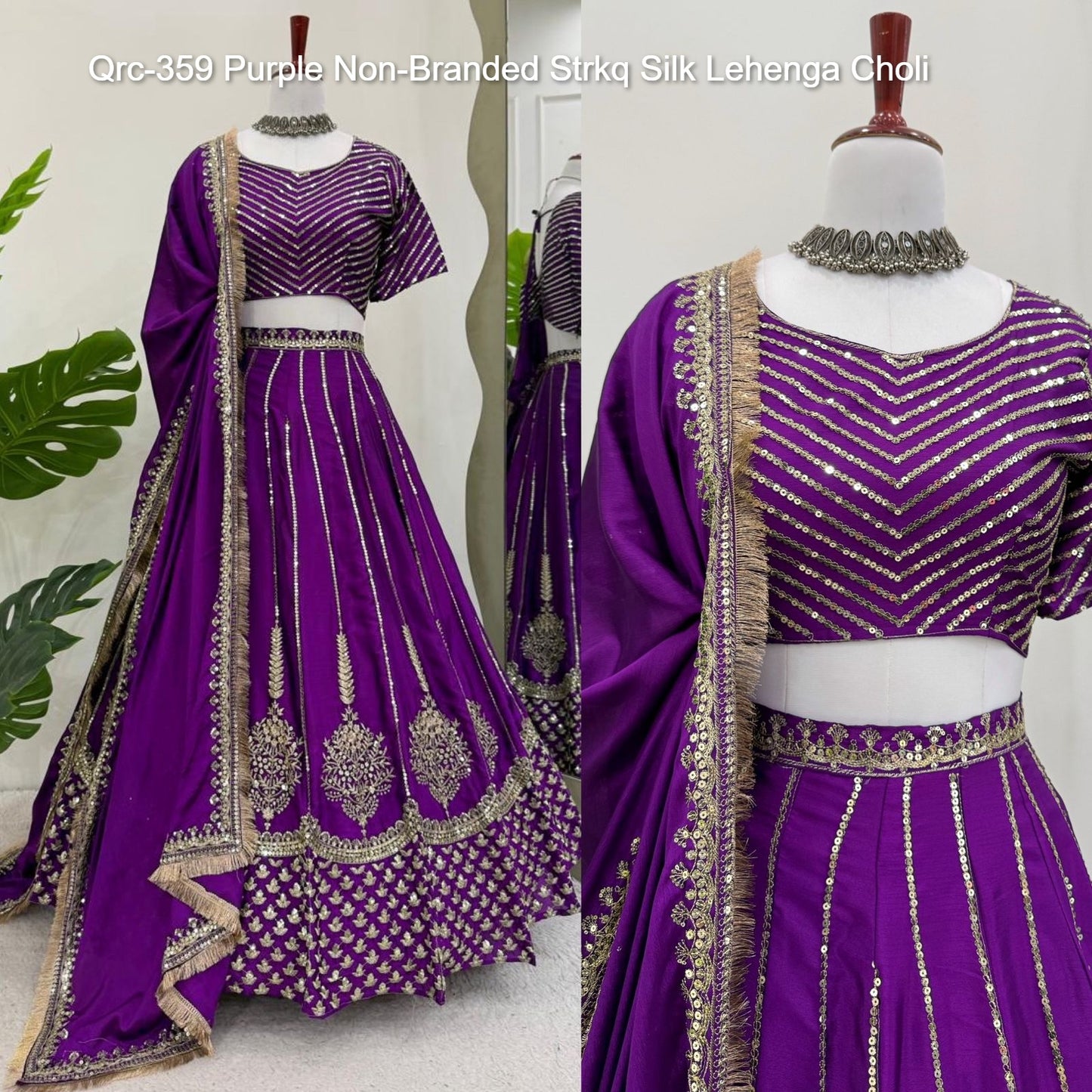 Qrc-359 Purple Non-Branded Strkq Silk Lehenga Choli