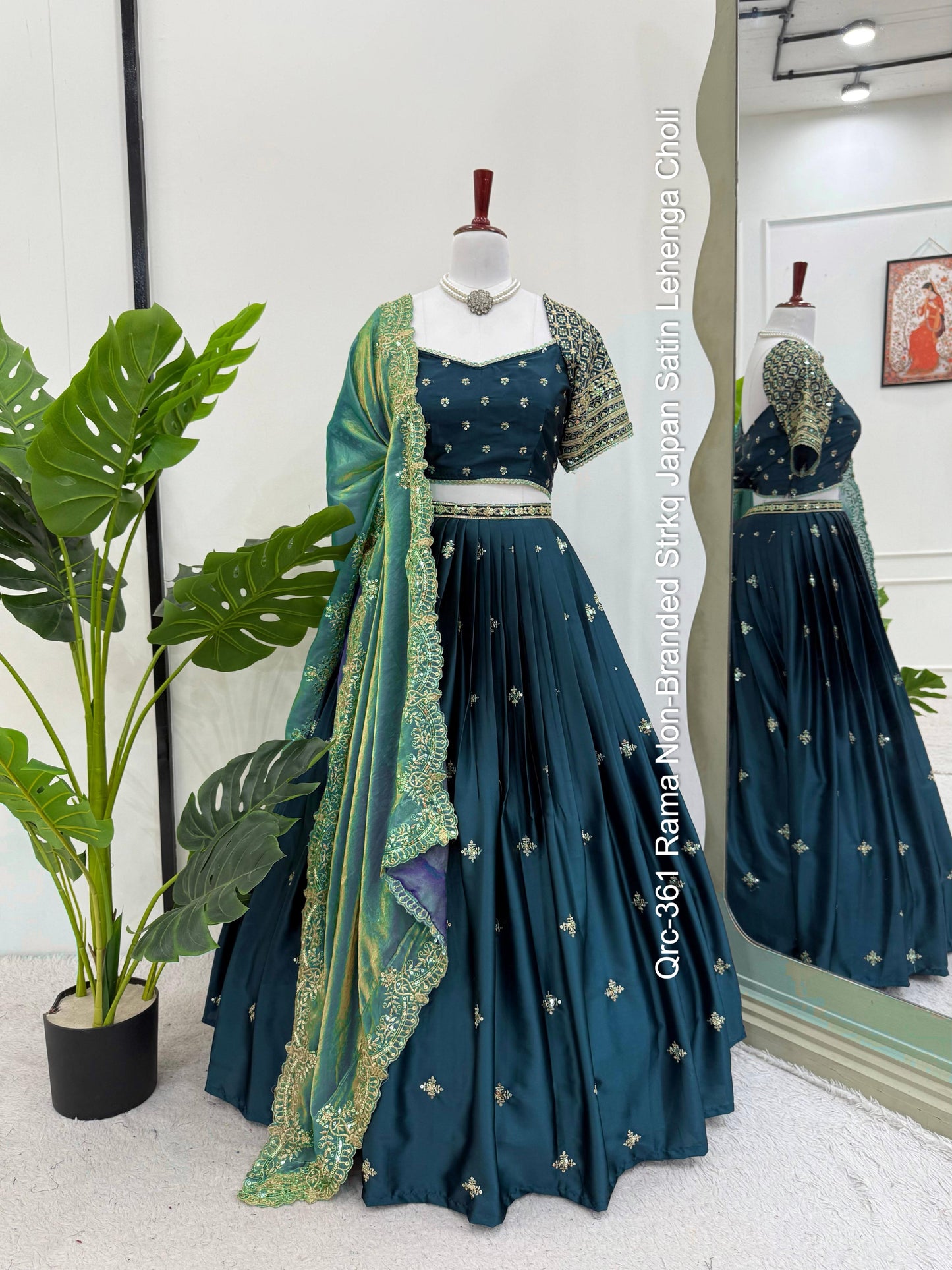Qrc-361 Rama Non-Branded Strkq Japan Satin Lehenga Choli
