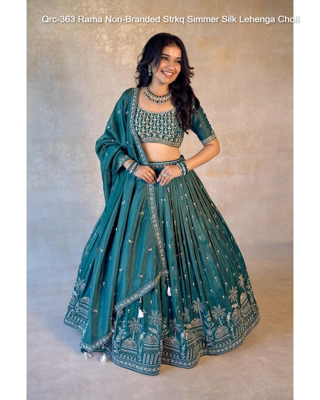 Qrc-363 Rama Non-Branded Strkq Simmer Silk Lehenga Choli