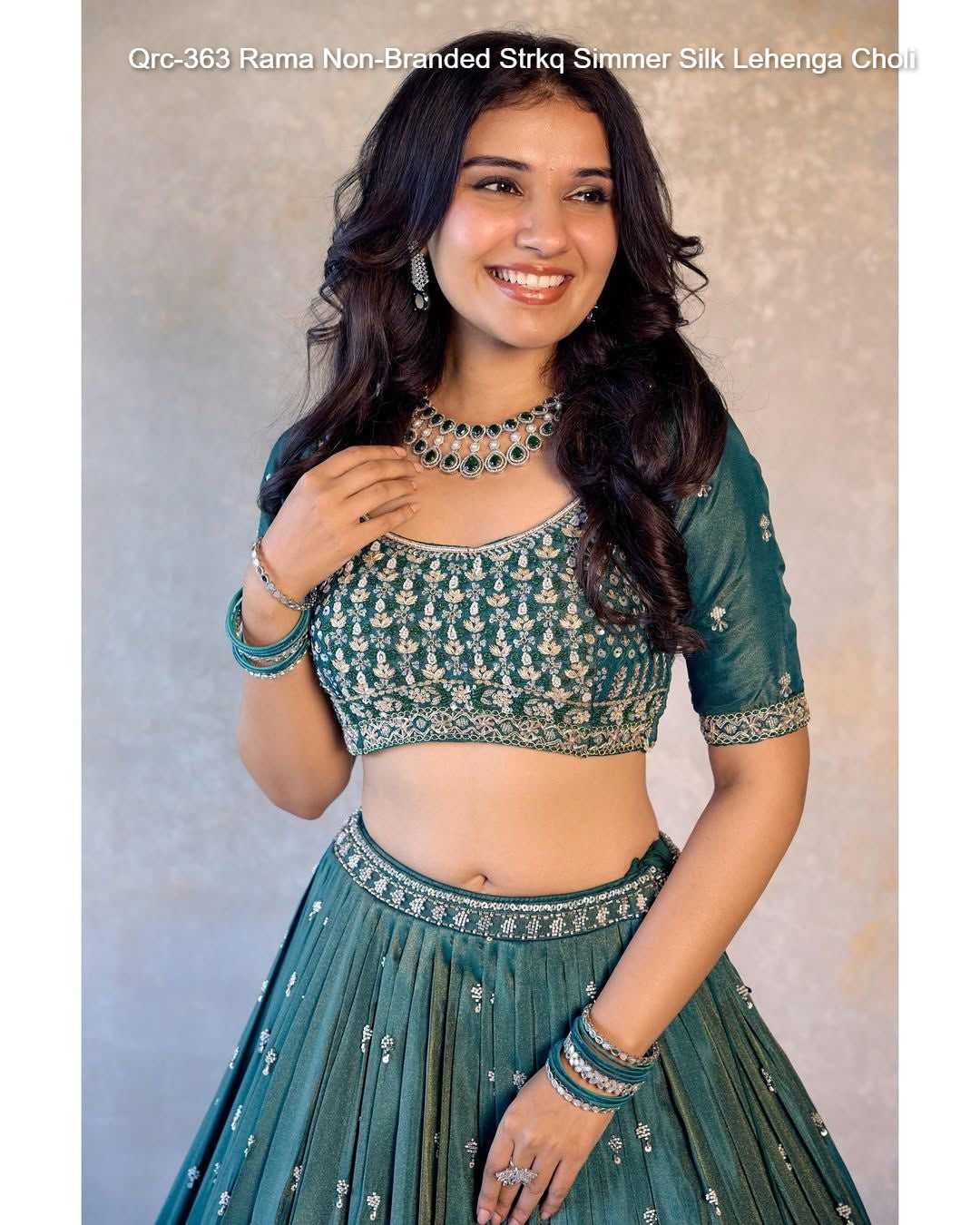 Qrc-363 Rama Non-Branded Strkq Simmer Silk Lehenga Choli