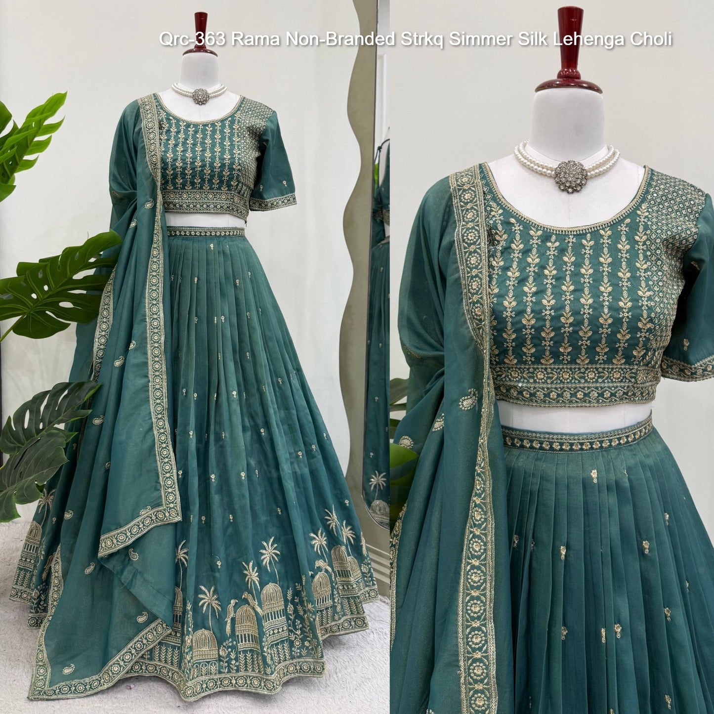 Qrc-363 Rama Non-Branded Strkq Simmer Silk Lehenga Choli