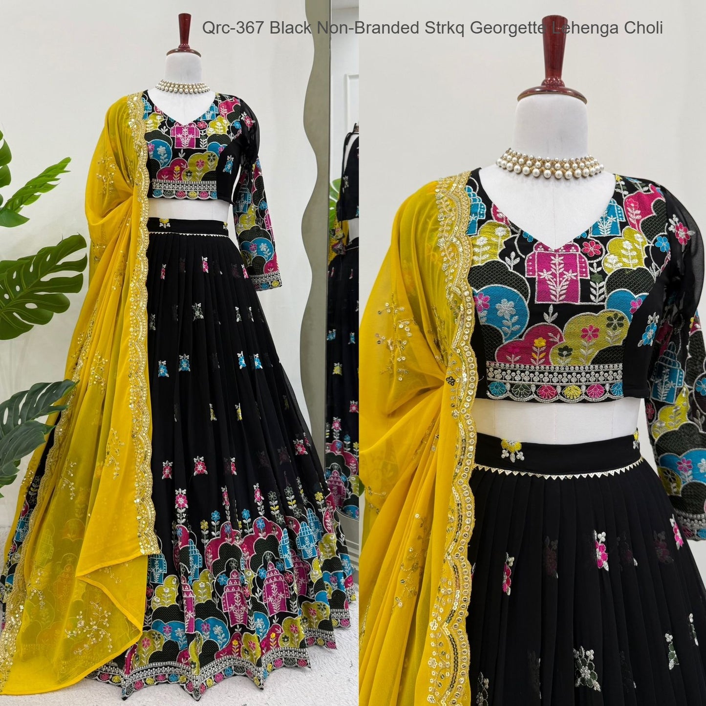 Qrc-367 Black Non-Branded Strkq Georgette Lehenga Choli